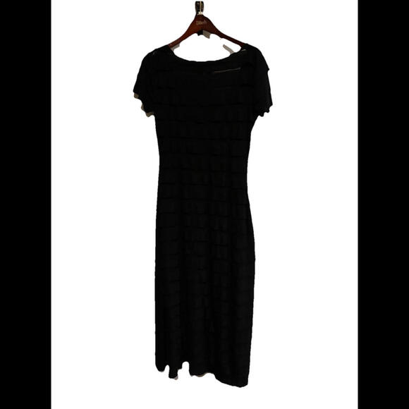 Max‎ Edition Women's Short Sleeve  Maxi Dress Tiered Ruffle Black Size Large - Picture 2 of 4